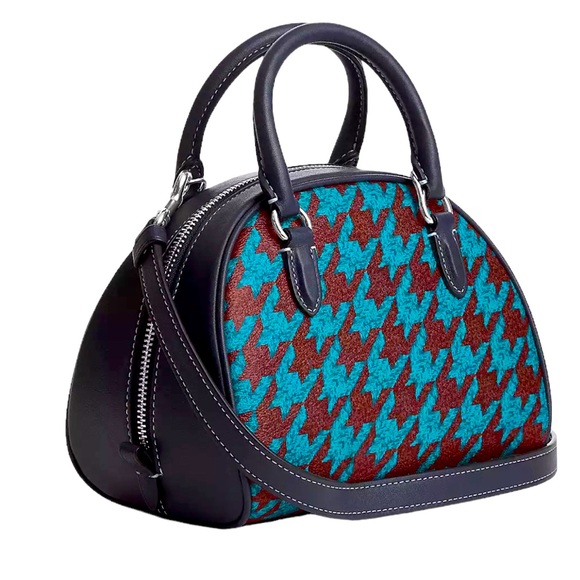 COACH Sydney Satchel With Houndstooth Print, NWT - Picture 2 of 5